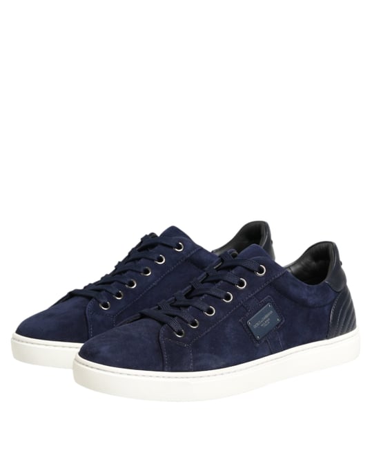 Dolce & Gabbana Blauwe Leren Suède Lage Sneakers Schoenen - Image 5