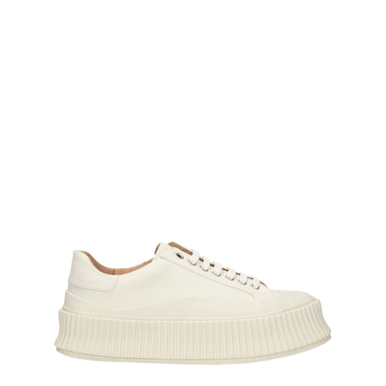 Jil Sander Witte Stoffen Platform Sneakers - Image 1