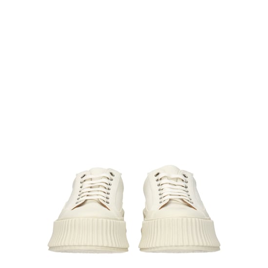 Jil Sander Witte Stoffen Platform Sneakers - Image 3