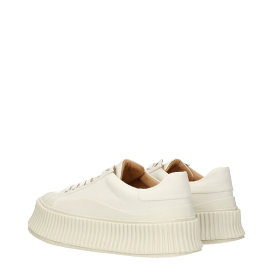 Jil Sander Witte Stoffen Platform Sneakers - Image 4
