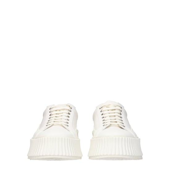 Jil Sander Witte Fabric Platform Sneakers - Image 3