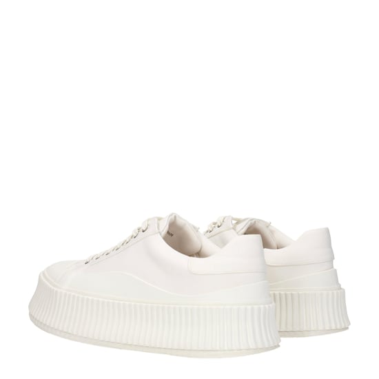 Jil Sander Witte Fabric Platform Sneakers - Image 4