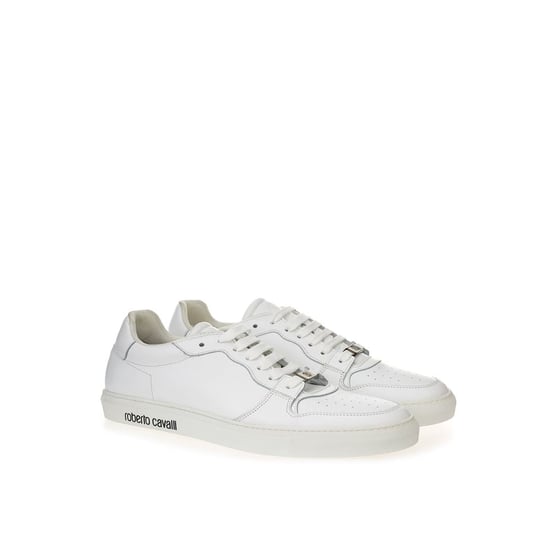 Roberto Cavalli Witte Leren Lage Sneakers - Image 3
