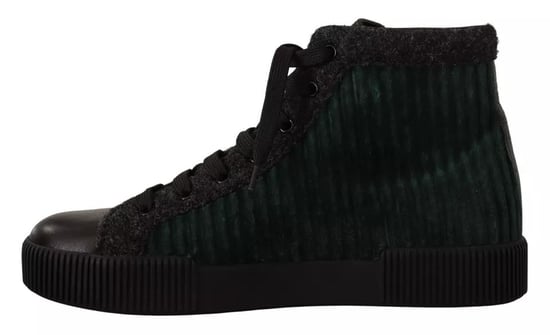 Dolce & Gabbana Groene Corduroy Hoge Sneakers Heren Casual Schoenen - Image 6
