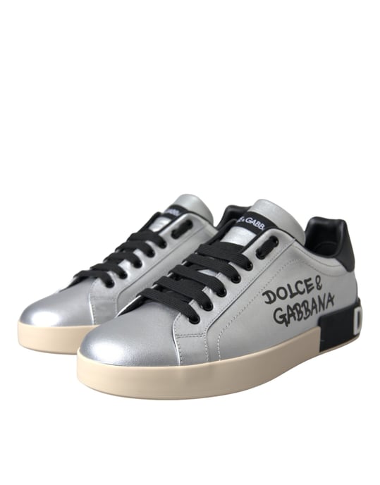 Dolce & Gabbana Zilveren Portofino Kalfsleren Sneakers Heren Schoenen - Image 3