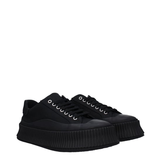 Jil Sander Zwarte Stoffen Platform Sneakers - Image 2