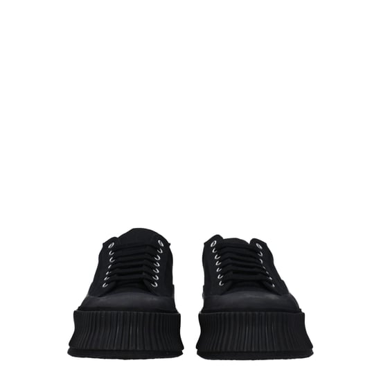 Jil Sander Zwarte Stoffen Platform Sneakers - Image 3
