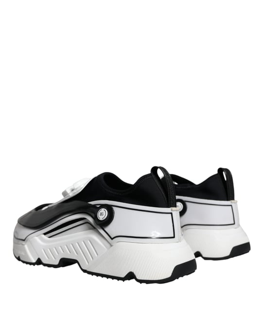 Dolce & Gabbana Witte Zwarte Logo Plaque Daymaster Sneakers Schoenen - Image 4