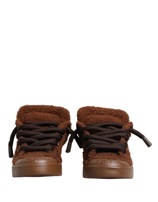Dolce & Gabbana Bruine Nep Schapenvacht Lage Sneakerschoenen - Image 3