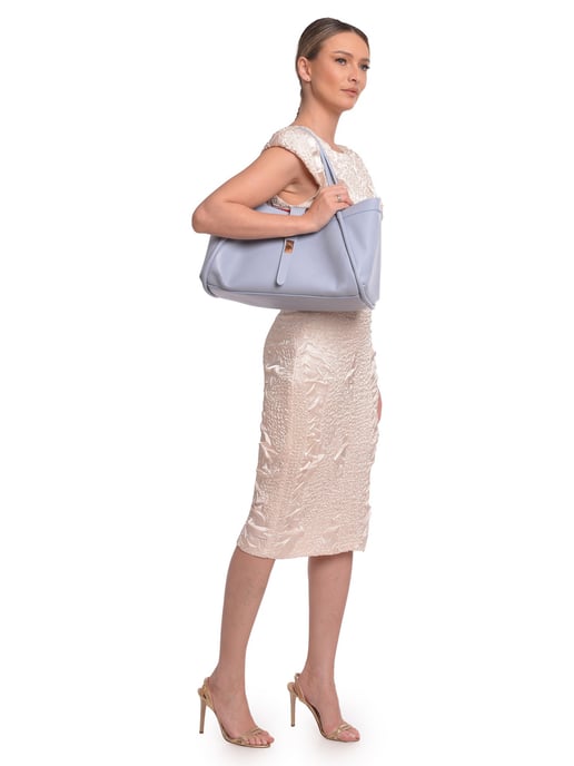 Luisa Vannini Turquoise Rundleer Tas - Image 5