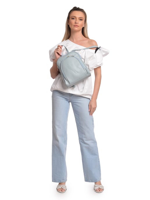 Anna Luchini Turquoise Rundleer Tas - Image 5