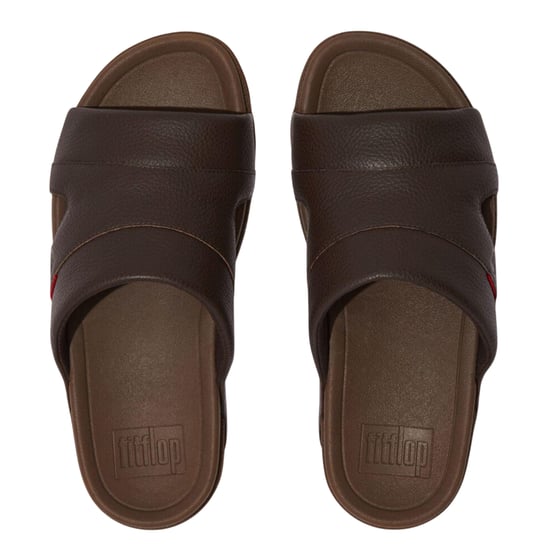 Fit Flop Heren Freeway Leren Sliders (Bruin) - Image 3
