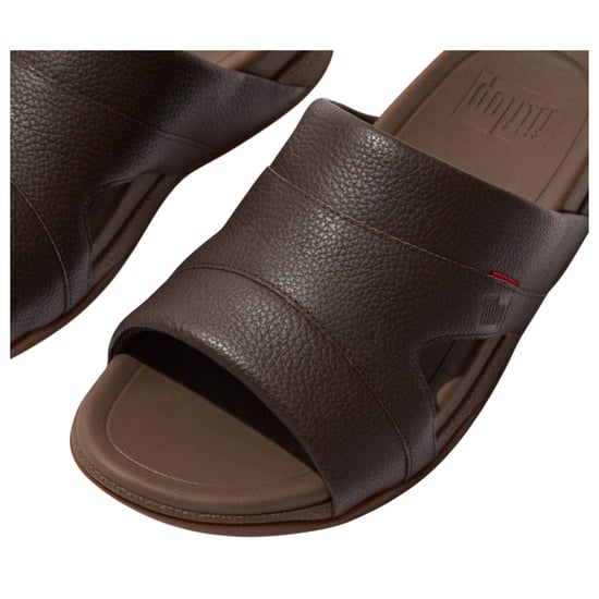 Fit Flop Heren Freeway Leren Sliders (Bruin) - Image 5