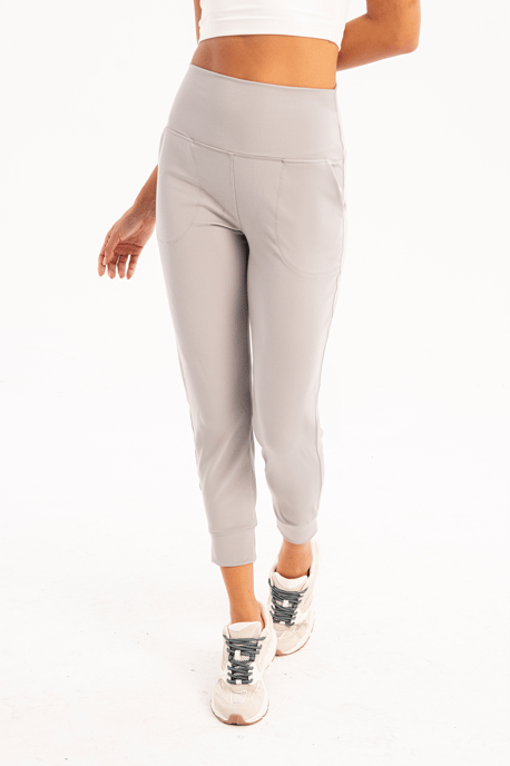 JUSTEVER High Waist Elastic Pocket Relaxed Cut Slimming Jogger Gray Women's Sweatpants - Beat - Image 2