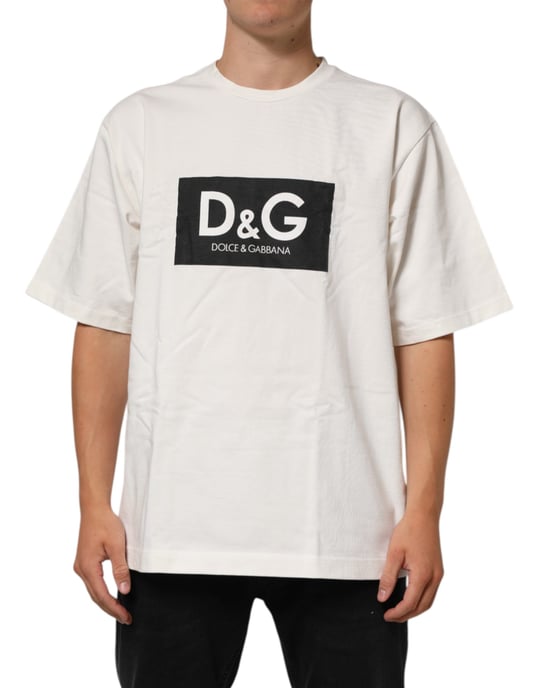 Dolce & Gabbana Witte Logo Print Katoenen Crew Neck Heren T-shirt - Image 2