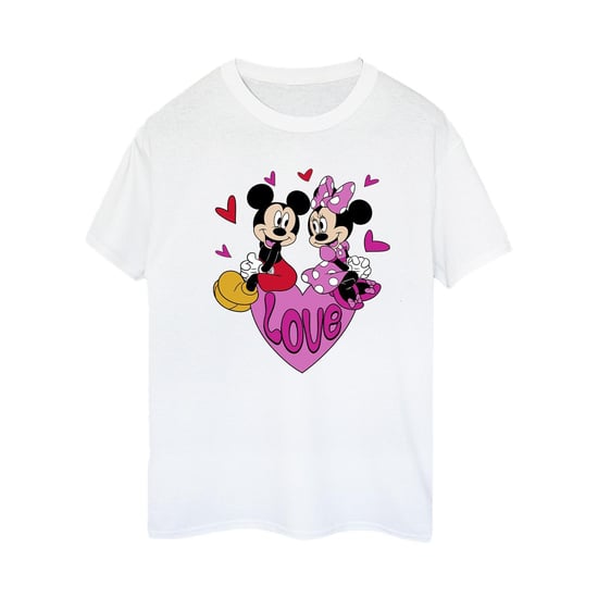 Disney Dames/Dames Love Heart Mickey & Minnie Mouse Katoenen Vriendje T-shirt (Wit) - Image 1
