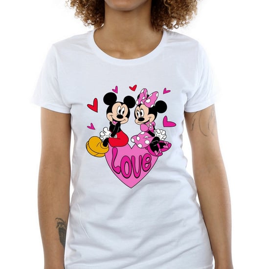 Disney Dames/Dames Love Heart Mickey & Minnie Mouse Katoenen Vriendje T-shirt (Wit) - Image 2