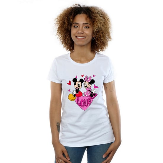 Disney Dames/Dames Love Heart Mickey & Minnie Mouse Katoenen Vriendje T-shirt (Wit) - Image 3
