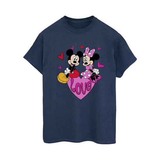 Disney Dames/Dames Love Heart Mickey & Minnie Mouse Katoenen Vriendje T-shirt (Marineblauw) - Image 1