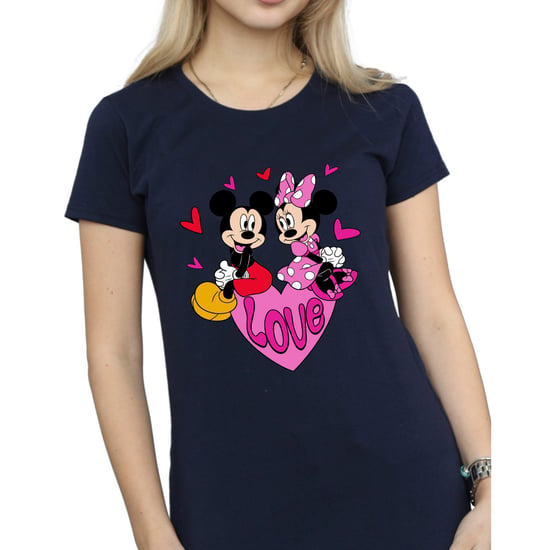 Disney Dames/Dames Love Heart Mickey & Minnie Mouse Katoenen Vriendje T-shirt (Marineblauw) - Image 2