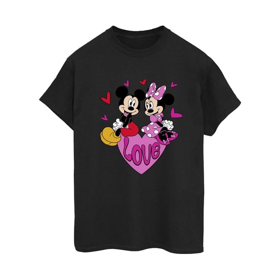 Disney Dames/Dames Love Heart Mickey & Minnie Mouse Katoenen Vriendje T-shirt (Zwart) - Image 1