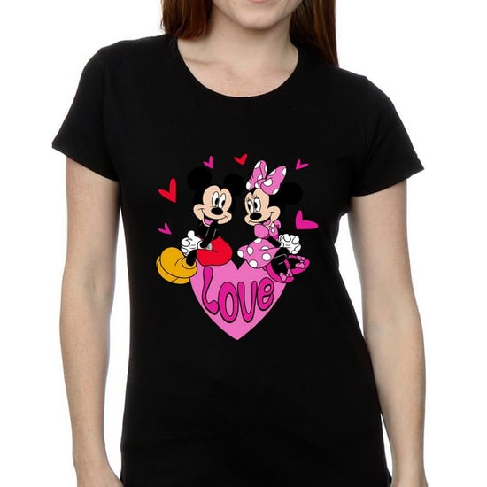 Disney Dames/Dames Love Heart Mickey & Minnie Mouse Katoenen Vriendje T-shirt (Zwart) - Image 2