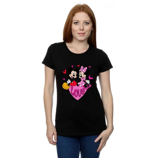 Disney Dames/Dames Love Heart Mickey & Minnie Mouse Katoenen Vriendje T-shirt (Zwart) - Image 3