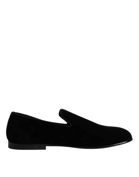 Dolce & Gabbana Zwarte Velvet Instap Loafers Formele Schoenen - Image 1