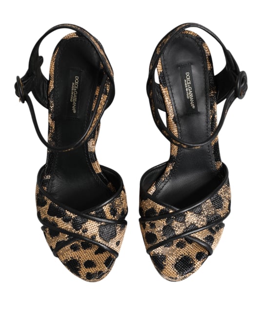 Dolce & Gabbana Bruine Luipaard Wedges Enkelsandalen Schoenen - Image 3