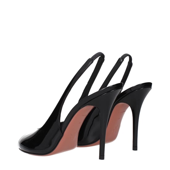 Amina Muaddi Zwarte Leren Stiletto Hak Sandalen - Image 4