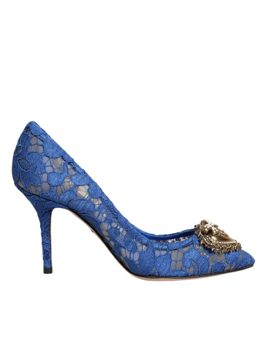 Dolce & Gabbana Blauw Taormina Kanten DEVOTIE Pump Schoenen - Image 1