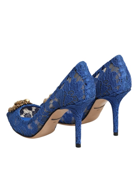 Dolce & Gabbana Blauw Taormina Kanten DEVOTIE Pump Schoenen - Image 6