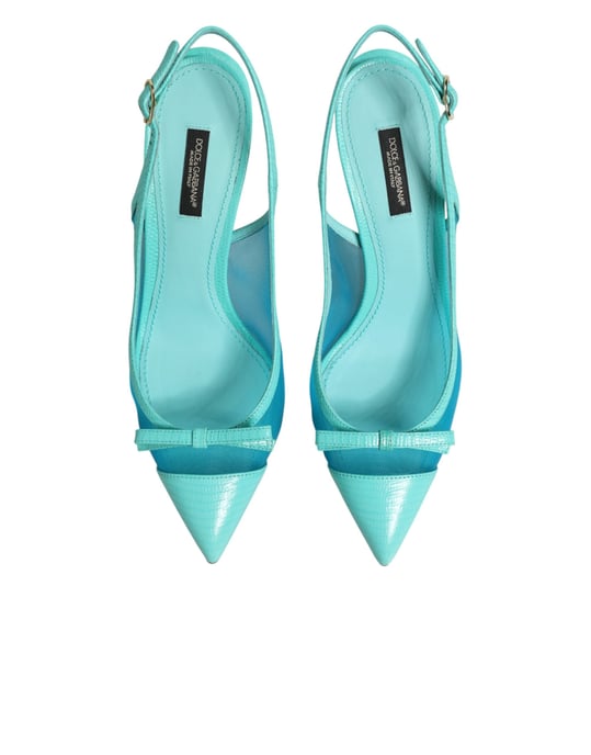 Dolce & Gabbana Blauwe Leren Gaas Hak Slingback Schoenen - Image 4