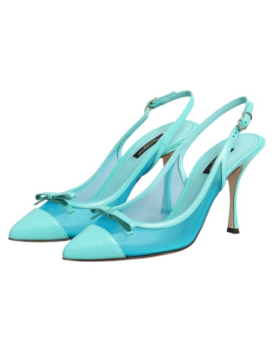 Dolce & Gabbana Blauwe Leren Gaas Hak Slingback Schoenen - Image 5