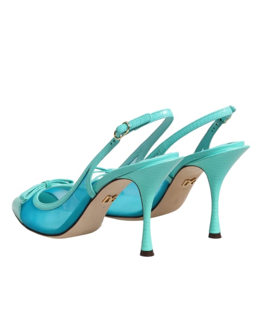Dolce & Gabbana Blauwe Leren Gaas Hak Slingback Schoenen - Image 6