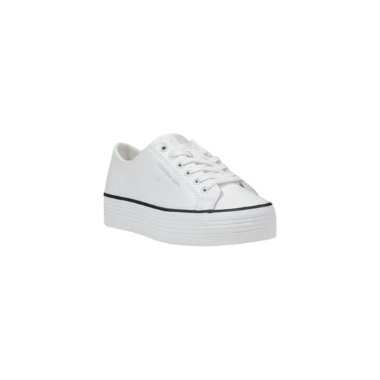 Calvin Klein Jeans Zwarte en Witte Leren Platform Sneakers - Image 2