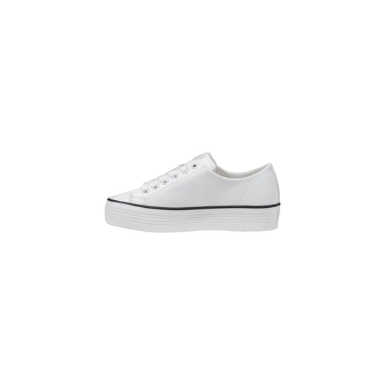 Calvin Klein Jeans Zwarte en Witte Leren Platform Sneakers - Image 3