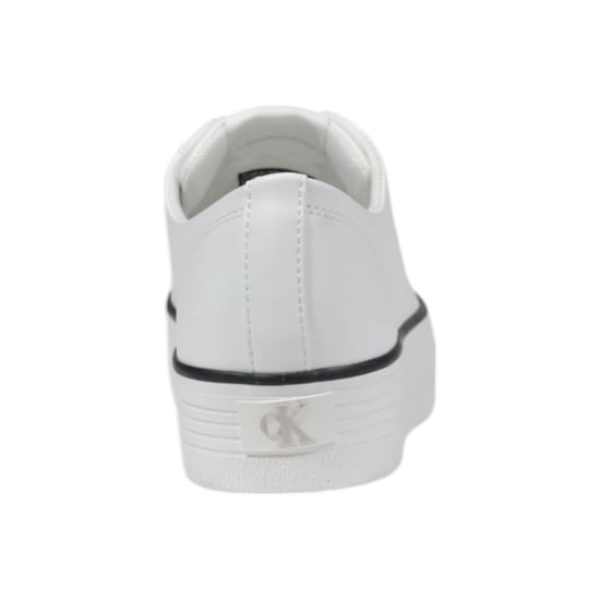 Calvin Klein Jeans Zwarte en Witte Leren Platform Sneakers - Image 4