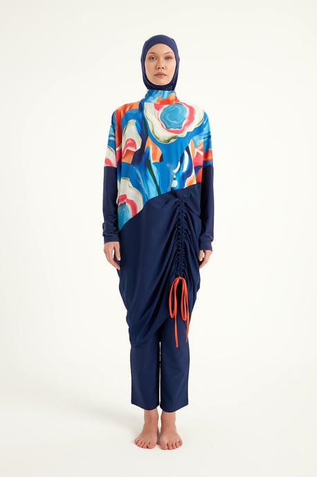Volledige dekking Bescheiden Burkini - Islamitische badkledingset voor dames Kleurrijk - Image 3
