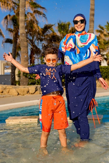 Volledige dekking Bescheiden Burkini - Islamitische badkledingset voor dames Kleurrijk - Image 6