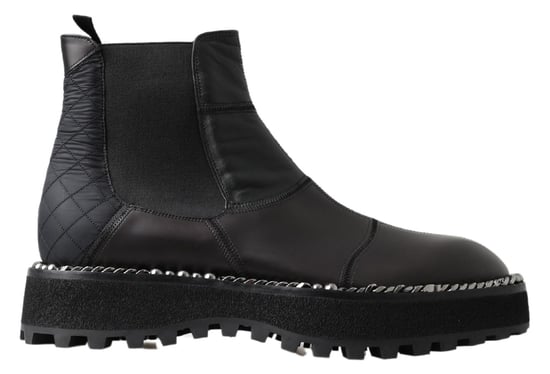 Dolce & Gabbana Zwarte Leren Instap Stretch Laarzen - Image 1
