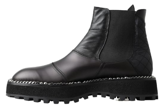 Dolce & Gabbana Zwarte Leren Instap Stretch Laarzen - Image 2