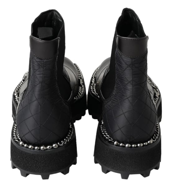 Dolce & Gabbana Zwarte Leren Instap Stretch Laarzen - Image 6