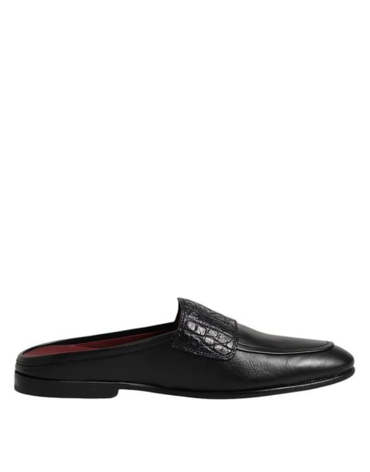 Dolce & Gabbana Zwarte Kalfsleer Instappers Scholen - Image 1