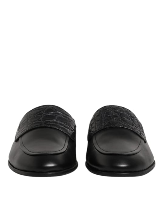Dolce & Gabbana Zwarte Kalfsleer Instappers Scholen - Image 2