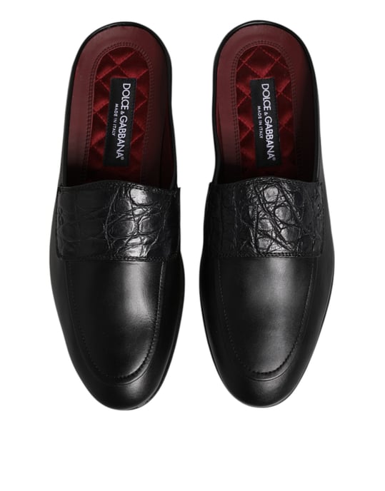 Dolce & Gabbana Zwarte Kalfsleer Instappers Scholen - Image 3
