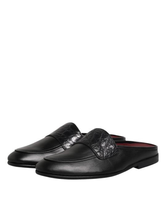 Dolce & Gabbana Zwarte Kalfsleer Instappers Scholen - Image 4