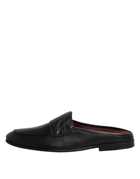 Dolce & Gabbana Zwarte Kalfsleer Instappers Scholen - Image 6