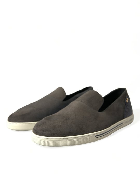 Dolce & Gabbana Blauwe Suède Caiman Heren Instappers Slippers Schoenen - Image 3