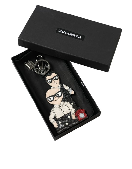Dolce & Gabbana Leren Dominico Stefano #DGFAMILY Logo Badge Sleutelhanger - Image 5